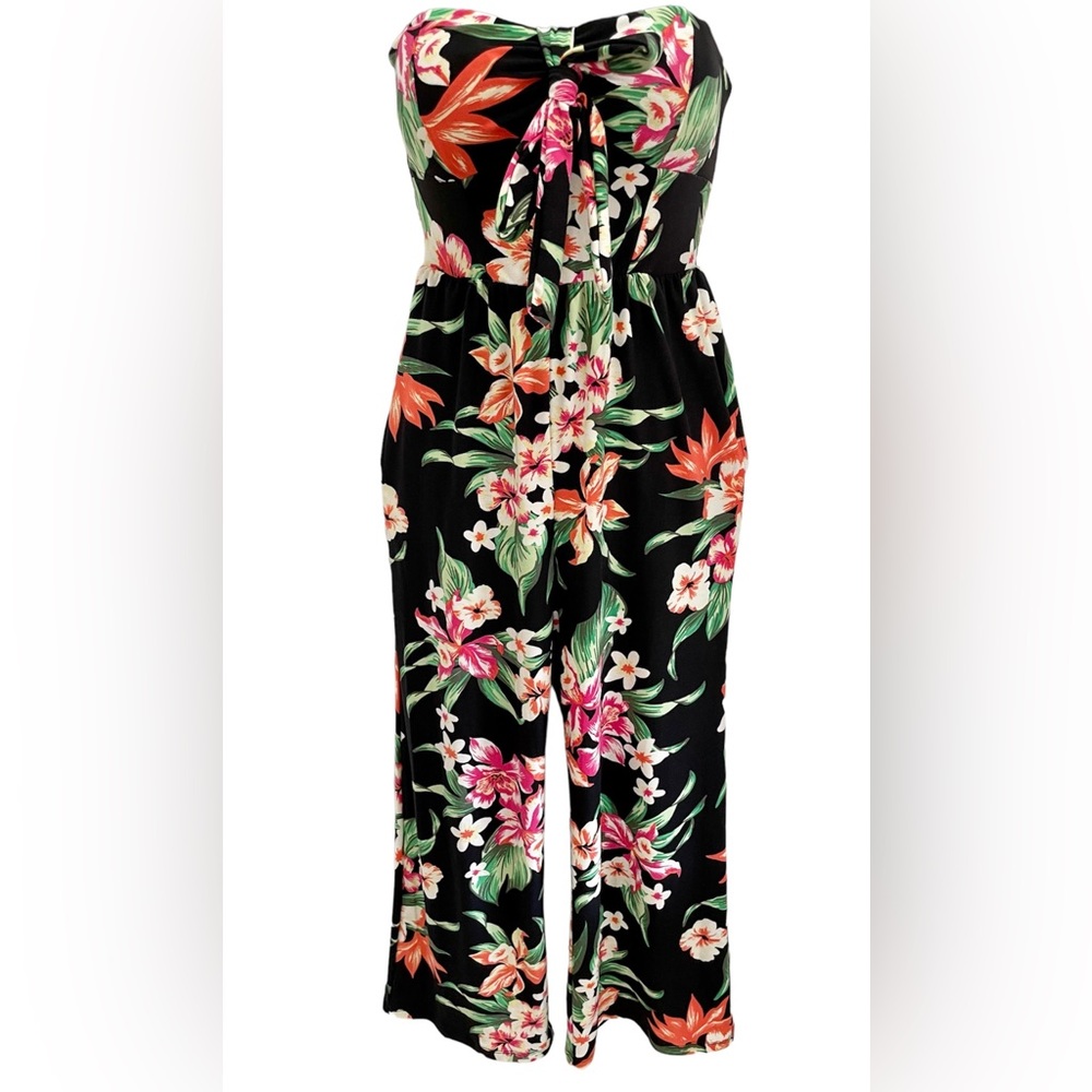 NO BOUNDARIES Juniors Strapless Tie Front Jumpsuit Size XS (1)